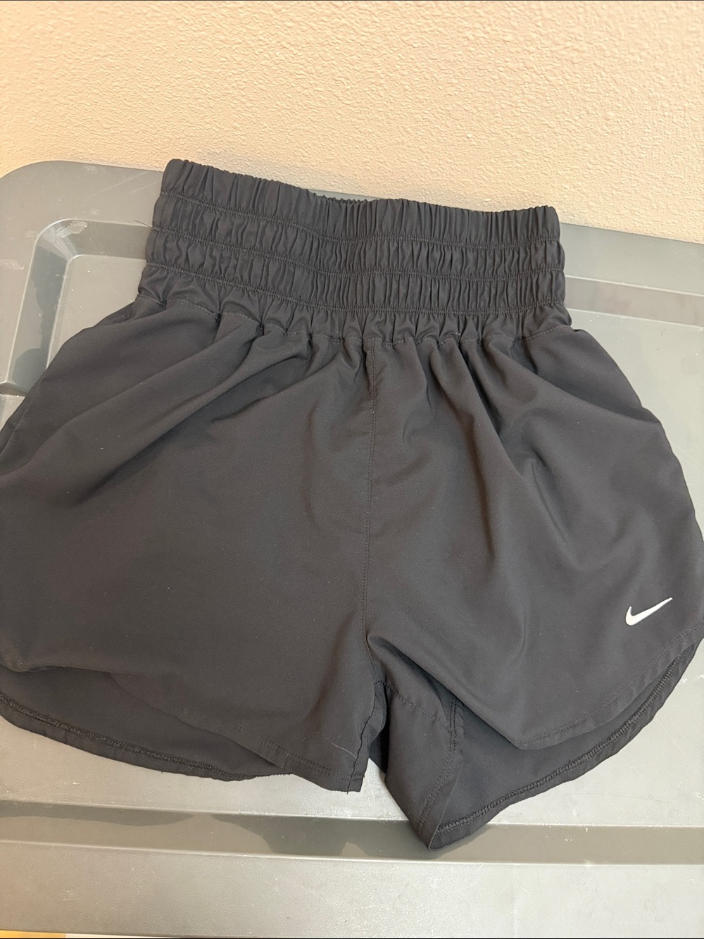 Nike Black Women's Smocked-Waist Athletic Shorts